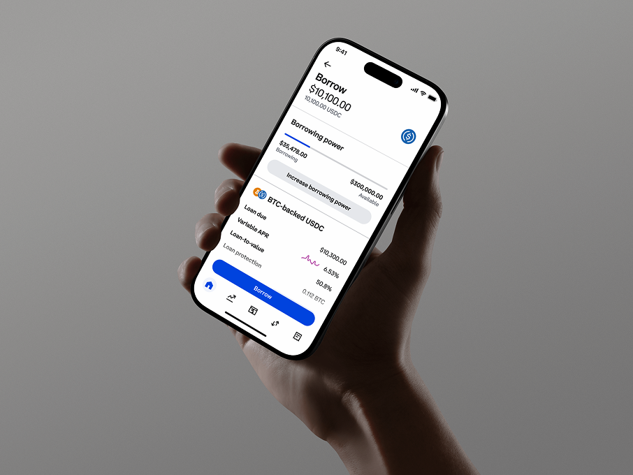 Phone view of Coinbase Borrow