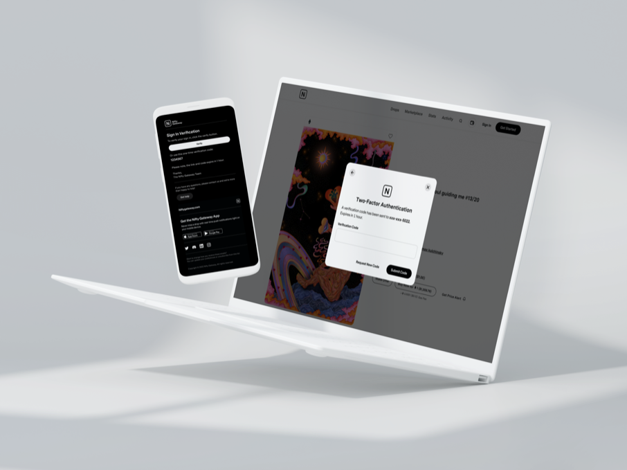 Phone view of the Gemini Nifty Gateway 2FA redesign
